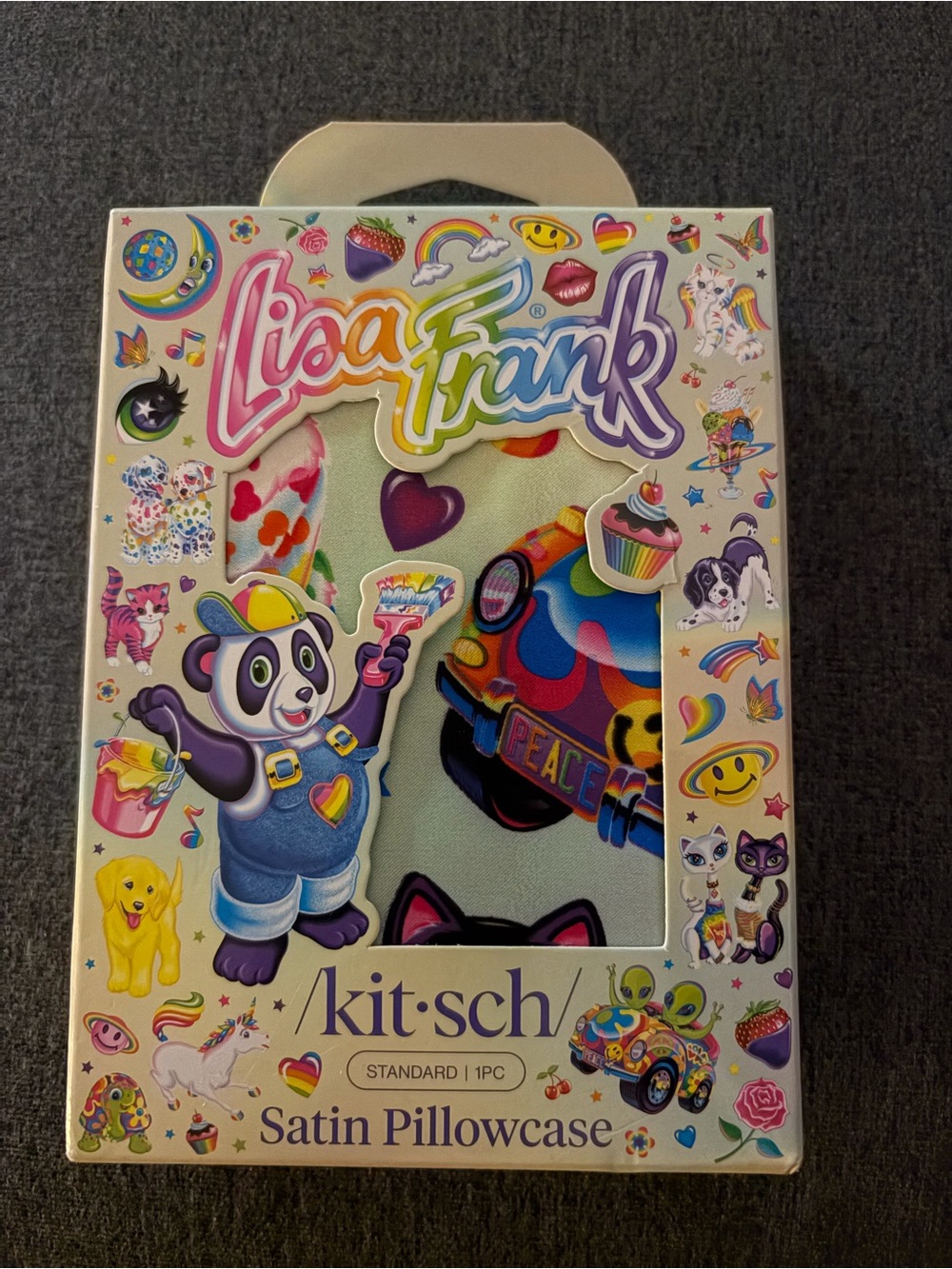 Kitsch Satin Pillowcase with Lisa Frank Rainbow Graphics